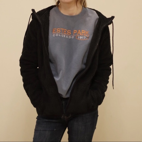 black fuzzy jean jacket